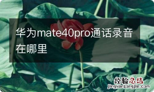 华为mate40pro通话录音在哪里