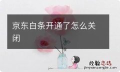 京东白条开通了怎么关闭