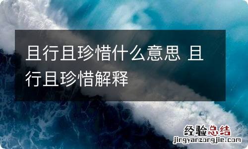 且行且珍惜什么意思 且行且珍惜解释