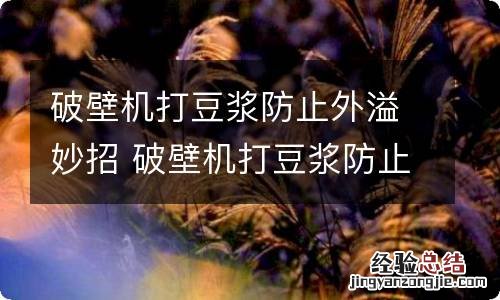 破壁机打豆浆防止外溢妙招 破壁机打豆浆防止外溢小妙招