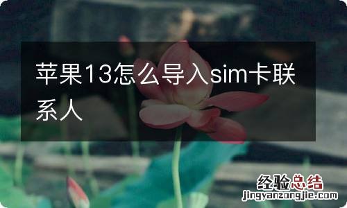 苹果13怎么导入sim卡联系人