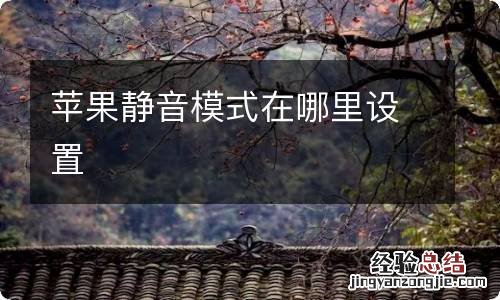 苹果静音模式在哪里设置