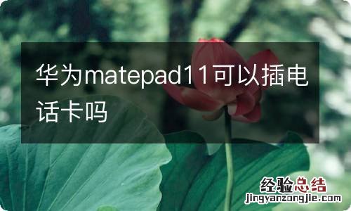 华为matepad11可以插电话卡吗