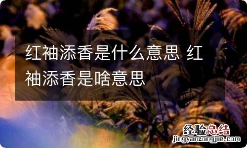 红袖添香是什么意思 红袖添香是啥意思