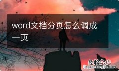 word文档分页怎么调成一页