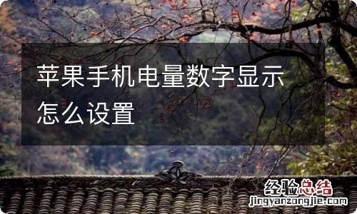 苹果手机电量数字显示怎么设置