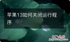 苹果13如何关闭运行程序