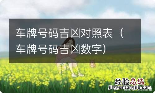 车牌号码吉凶数字 车牌号码吉凶对照表