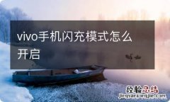 vivo手机闪充模式怎么开启