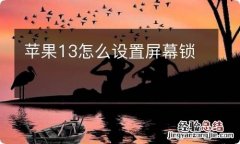 苹果13怎么设置屏幕锁