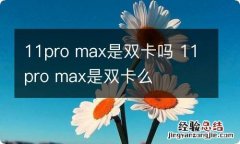 11pro max是双卡吗 11pro max是双卡么