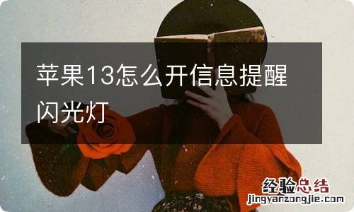 苹果13怎么开信息提醒闪光灯