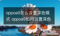 oppoa9怎么设置深色模式 oppoa9如何设置深色模式