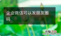 企业微信可以发朋友圈吗