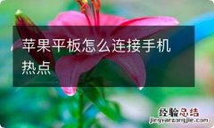 苹果平板怎么连接手机热点