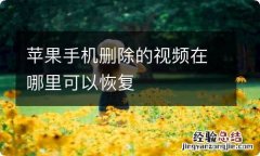 苹果手机删除的视频在哪里可以恢复