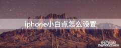 iPhone小白点怎么设置 iphone小白点怎么设置按一下返回