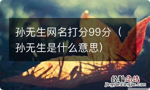 孙无生是什么意思 孙无生网名打分99分