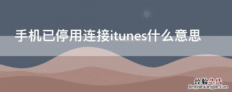 手机已停用连接itunes什么意思