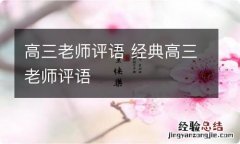 高三老师评语 经典高三老师评语