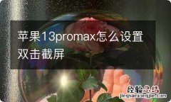 苹果13promax怎么设置双击截屏