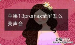 苹果13promax录屏怎么录声音