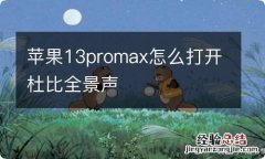 苹果13promax怎么打开杜比全景声