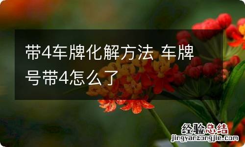 带4车牌化解方法 车牌号带4怎么了