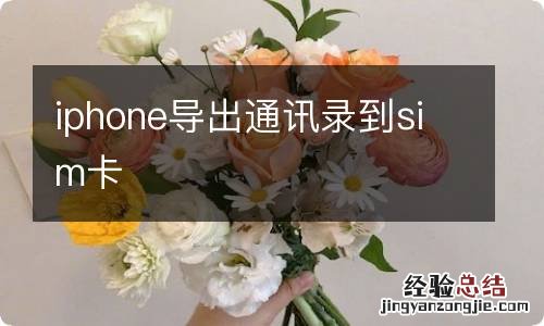 iphone导出通讯录到sim卡