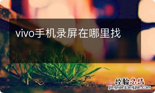 vivo手机录屏在哪里找