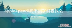 apple pencil找不到了能查找么