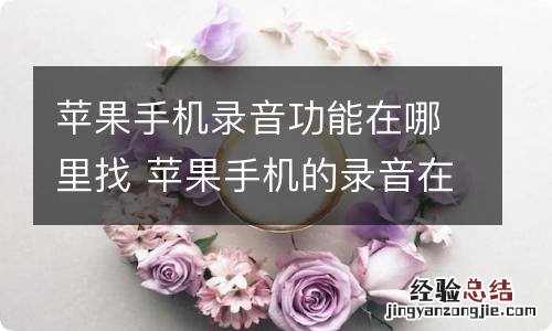 苹果手机录音功能在哪里找 苹果手机的录音在哪里找