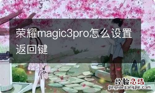 荣耀magic3pro怎么设置返回键