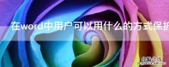 在word中用户可以用什么的方式保护文档不受破坏