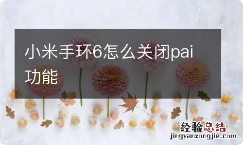 小米手环6怎么关闭pai功能