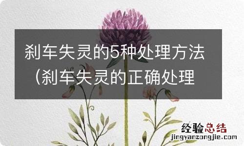 刹车失灵的正确处理方法 刹车失灵的5种处理方法