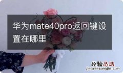 华为mate40pro返回键设置在哪里