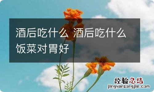 酒后吃什么 酒后吃什么饭菜对胃好