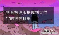 抖音极速版提现到支付宝的钱在哪里