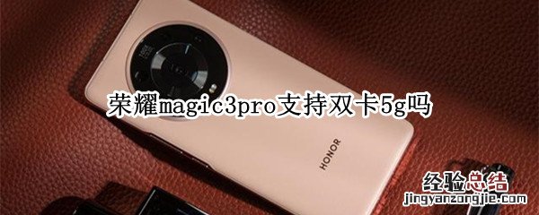 荣耀magic3pro支持双卡5g吗