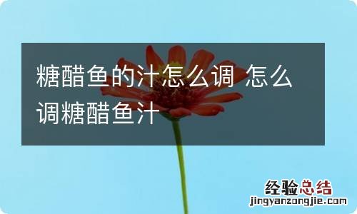 糖醋鱼的汁怎么调 怎么调糖醋鱼汁