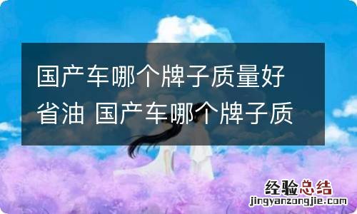 国产车哪个牌子质量好省油 国产车哪个牌子质量好省油suv