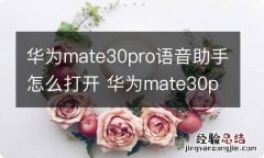 华为mate30pro语音助手怎么打开 华为mate30pro语音助手如何打开