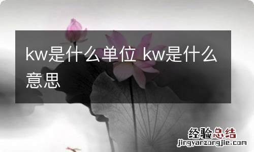 kw是什么单位 kw是什么意思