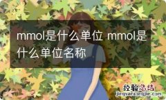 mmol是什么单位 mmol是什么单位名称