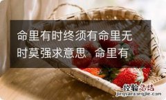 命里有时终须有命里无时莫强求意思命里有时终须有命里无时莫强求的意思是什么