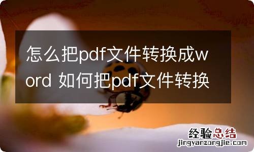 怎么把pdf文件转换成word 如何把pdf文件转换成word