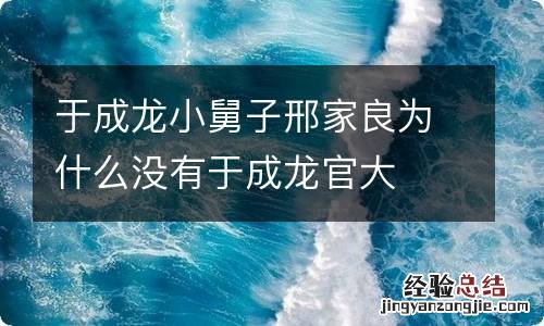 于成龙小舅子邢家良为什么没有于成龙官大