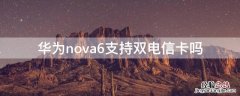 华为nova6支持双电信卡吗