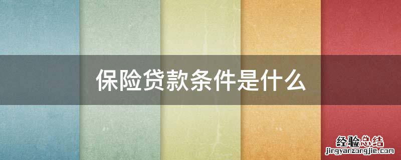 保险贷款条件是什么